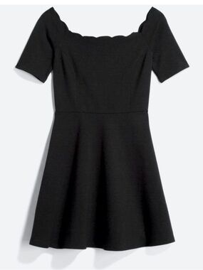 nine britton Black Scallop off shoulder fit and flare dress